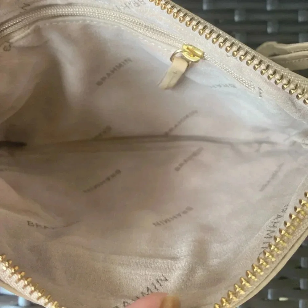Brahmin Large Leather Wristlet, Tan